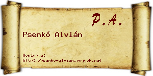 Psenkó Alvián névjegykártya